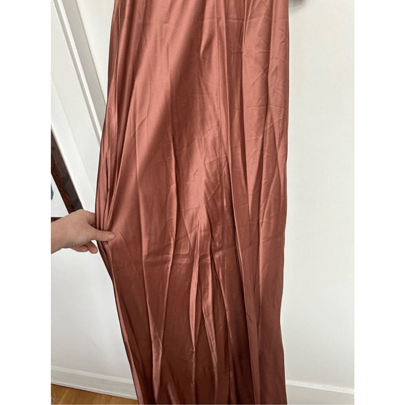 NWT Reformation Ronda Silk Dress in Prailine Pink, Size 12 | Bridesmaid, Wedding - Picture 13 of 14